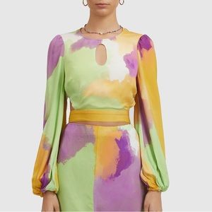 The Wolf Gang Levisa Key Hole Top Green Purple Size Small